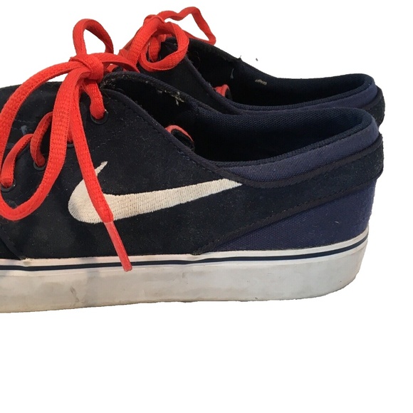 Nike Skater Shoes SB Stefan Janoski Blue & White Youth Size 6Y Red Laces Suede - Picture 5 of 7